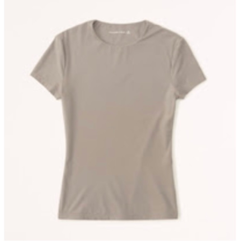 ABERCROMBIE & FITCH Soft Matte Seamless Tuckable Baby Tee in Taupe Size Medium